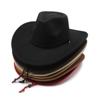 หมวกสักหลาดหมวกแนวแจ๊สหนังนิ่มหมวกทรงสูงหมวกฤดูหนาวฤดูใบไม้ร่วงของผู้ชาย Fedora