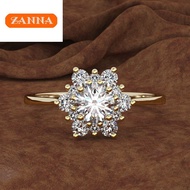 cincin 916 emas original Diamond-set snowflake Fashion ring for women gift promise ring hypoallergen