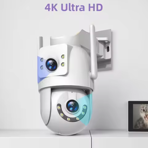 Jooan 4K 8MP HD Wifi PTZ Camera Outdoor 5G Wifi Dual Lens Security IP Cameras 5X Zoom AI Tracking ON