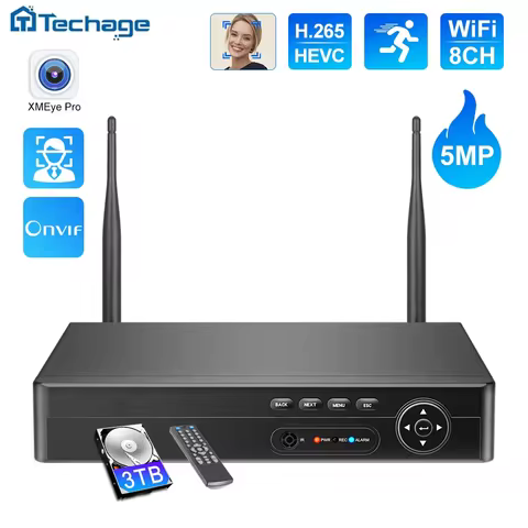 Techage H.265 NVR 8CH 5MP 4MP Wireless Recorder Wifi CCTV IP Camera Security Protection System P2P X