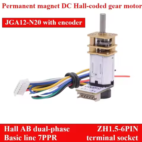 GA12 N20 Encoder DC 6V Mini Micro Metal Gear DC Motor Gearwheel High Torque 15 25 50 70 100 150 300 