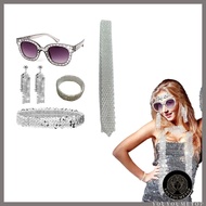 YOUYO 70s Disco Costume Set for Women Retro Fancy Dress Outfit Halloween Accessories