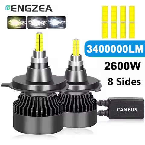 ENGZEA 3400000LM 2600W H4 H11 LED 360 Canbus 9012 H7 H1 H3 H8 D1S D2S 4300K HB3 9005 HB4 9006 Led Ca
