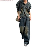 M-5XL American Vintage Baggy Jeans Men Casual Loose Wide Leg Plus Size Denim Pants
