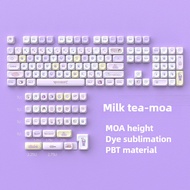 Milk Tea Keycaps MOA Profile PBT Material DIY 130keys DYE-SUB for MX Switch Mechanical Keyborad 66/6