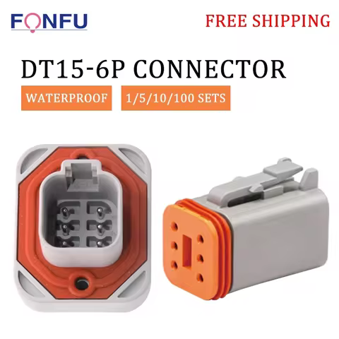5/10/100Set DT15-6P 6-hole DTtype PCB Needle Socket Plug Car Waterproof Connector Male And Female Do