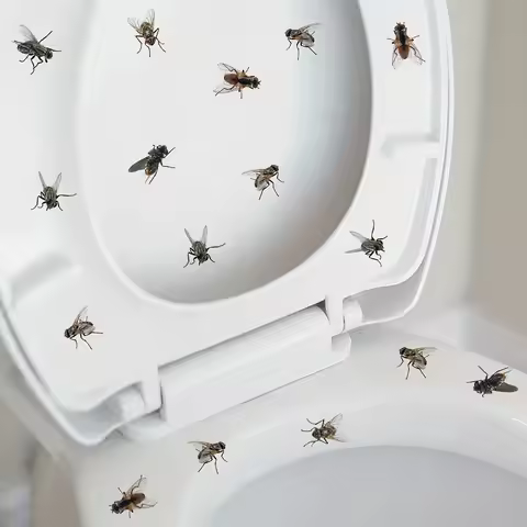 Simulation Fly Wall Sticker Bathroom Waterproof Toilet Cover Fly Toilet Sticker Self-adhesive PVC