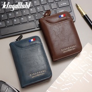 New Men's Card Case: Simple Pu Organ Card Case, Zipper Bag, Coin Purse, Patchwork Retro Card Holder,