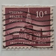 (AD) United States Stamps 1956 Liberty Issue - Independent Hall (1753), Philadelphia 10 cent Used
