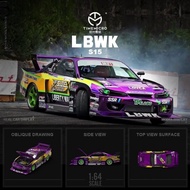 Limited Edition Car Model Time Micro 164 Alloy Sports Car Model S15 Silvia Purple LBWK Suitable for 
