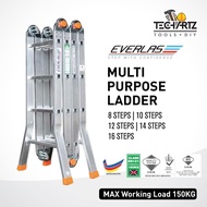 Everlas Multipurpose Ladder - 8/10/12/14/16 Steps Multipurpose Ladder | Tangga Lipat | Foldable Alum