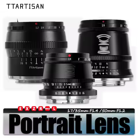 TTARTISAN APS-C Frame 17mm F1.4 35mm F1.4 50mm F1.2 Portrait Lens for Camera Studio Photography Sony
