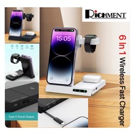 6 in 1 Folding Rotation Wireless Fast Charger Foldable Charging Station for Smart Phone &amp; Smart Watches &amp;Multiple Device