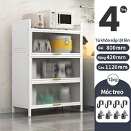 Tủ Bếp 5/4 Tầng - Kệ Nhà Bếp Đa Năng Thông Minh Kệ Vi Sóng có bánh xe có nắp-có cửa chống bụi-100cm 