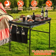 35.43x23.62x26in Foldable Camping Table Collapsible Picnic Aluminum Alloy Grill Stand 66lbs Max Load