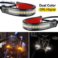 TIMEKEY 2PCS 12V Universal LED Motorcycle Turn Signal Light & DRL Amber White Moto Flasher Strip Lam