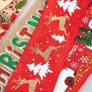 1 Roll of Merry Christmas Linen Jute Ribbon 5cm, 6cm, 7cm Wide - DY25