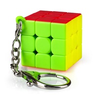 [ Qiyi Magic Cube Keychain 3x3 Mini Pocket Cubes ] Key Ring gear 2x2 Maple Leaf Keyring Puzzle Jelly