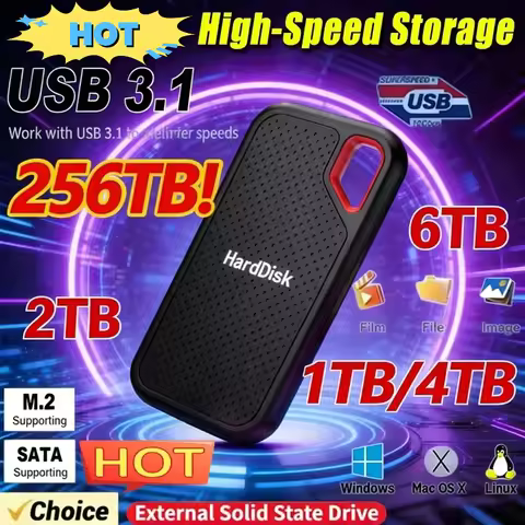 2026 E60 Mobile Hard Disk 256TB 2TB 8TB 128TB 6TB USB 3.1 External HDD for Laptop PS5 - High-Speed S