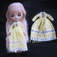 (SG Stock) 12" Blythe Doll ob24 Obitsu Clothes Set Yellow Long Dress Outfit