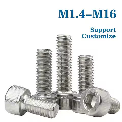 10pcs M1.4 M1.6 M2 M2.5 M3 M4 M5 M6 M8 - M16 A2-70 DIN912 Stainless Steel 304 Hex Socket Cap Head Sc