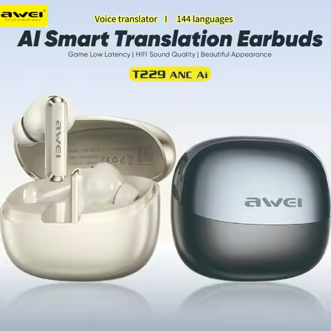 AWEI T229 Instant Voice Translator Earbuds ANC in-ear Earphone Bluetooth 5.4 HiFi Wireless TWS Headp