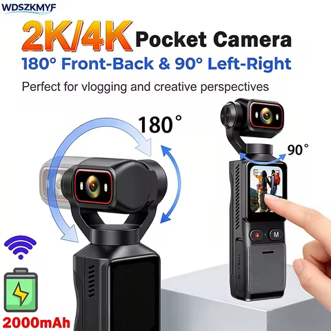 New 2K/4K Handheld Pocket Camcorder, 1.69 Inch Touch Screen, 180° Rotate Lens WiFi Mini Camera for T