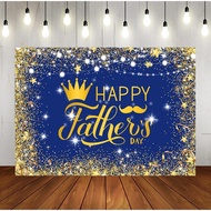 Happy Father's Day Party Photography Backdrop Navy Blue and Gold Glitter Bokeh Background I Love Dad