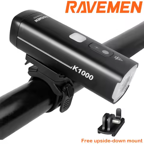 Ravemen LED Bike Front Light Bicycle Headlight Mount Rechargeable 4000mAh K1000 With Upside-down Mou