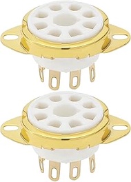 SING F LTD 2Pcs 8-Pin Electronic Valve Socket Valve Vacuum Tube Base Socket Copper Gold Plated for E