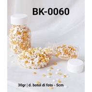 Bk-0060 Sprinkles Sprinkle Sprinkel 30 Gram Bulat Pipih Emas Putih