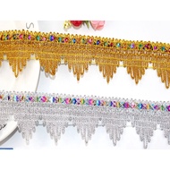 1 yard 38mm Gold Silver Lace Ribbon Trims For Stage Performance Party Cosplay Wedding Clothes DIY Se
