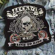 Lucky 7 Biker Iron-On Patch Embroidered Iron o...