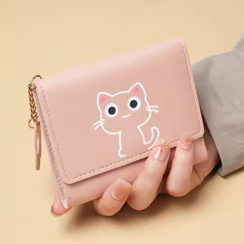 New cartoon cute wallet female short cat girl small wallet wallet female soil wallet