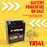 YB14L-BS YB14L POWERFINE BATTERY GEL CB1000 CB1100 F CX650 KZ1000 ZX750 F CBX750P Old Vulcan Gilera