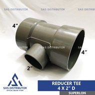 Vlok Tee 4 x 2" inch D SUPERLON Plok Tee/ 4 x 2" in Reducer Tee 4 x 2" PVC Reducer T 4 x 2"