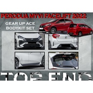 PERODUA MYVI 2022 FACELIFT GEAR UP FULLSET BODYKIT (GU) GEAR UP ACE FULL SET  BODYKIT FOR NEW MYVI SKIRT LIP SPOILER CAR