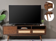 [SOLID WOOD] 5 Feet TV Cabinet With Natural Rattan