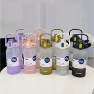Fitness water bottle frosted with straw scale Big bottle 2.0 Liter Gym