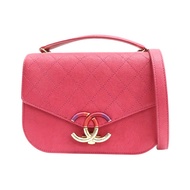 玫瑰粉 荔枝紋 牛皮 Coco Cuba Top Handle 肩背包【CHANEL 香奈兒】 A93660