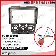 Ford Everest 2006-2010 9" Car Radio Panel Frame w/ Wiring Harness