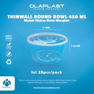 25set - Thinwall Round BOWL 450 ML Plastic Container Flat BOWL Food Container