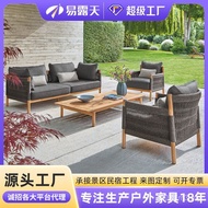 Leisure Sofa Teak Outdoor Courtyard Furniture Rattan Outdoor Sofa Balcony Cross-Border B & B Nordic 