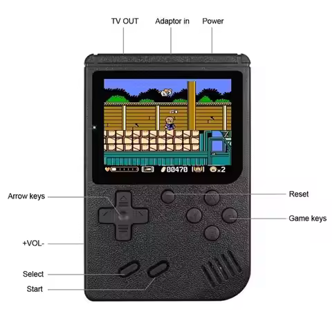 AS62 400-in-1 Video Game Console Retro Mini Game Plyer 3.0 Inch Color Pocket TV Game Console Dual Ha