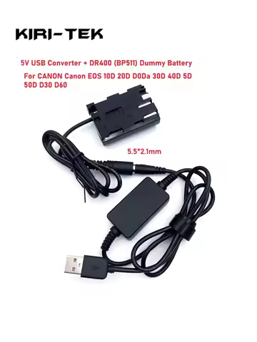 USB Coverter + BP 511 BP511 BP-511 Dummy Battery DR400 ACK-E2 for Canon EOS 5D 10D 20D 20Da 30D 40D 