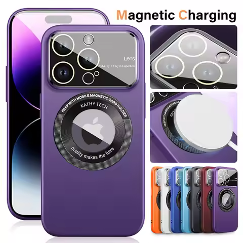 Big Window Glass Lens Camera Protector Magnetic Case For iPhone 15 14 13 11 12 Pro Max Plus Dust Sho