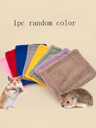 1 個倉鼠巢墊小寵物刺蝟冬季保暖毯，隨機顏色