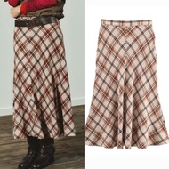 Beige Plaid Midi Skirt 80056 (TENC)