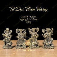 Set of 4 Brass Statues of the Four Heavenly Kings - 6cm High, Tran Trach Binh An, Exorcise Evil - (L