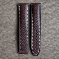 Horween Dark Brown Hatch Grain leather watch strap for Omega deployment clasp